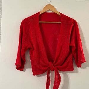 Red shrug with tie front